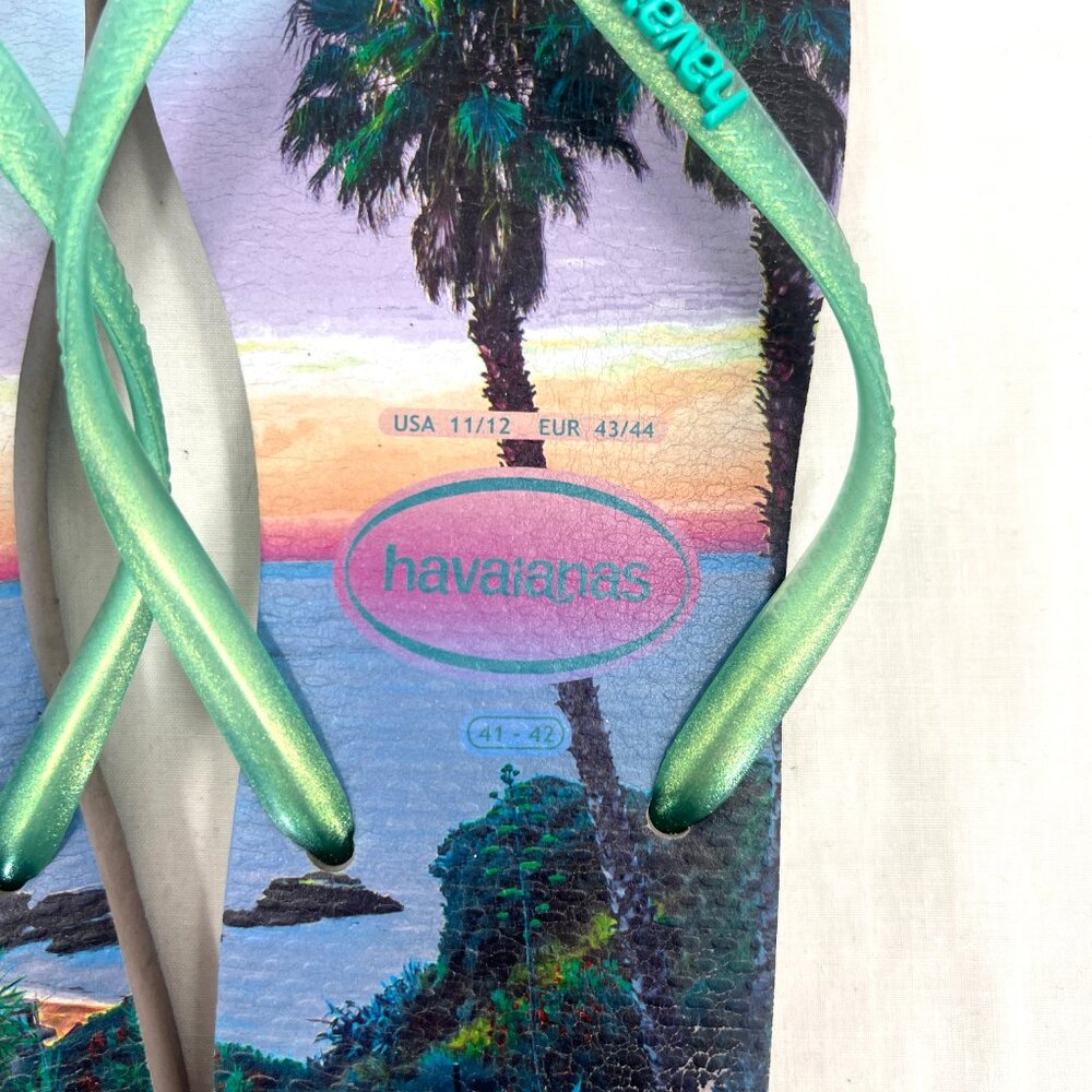 Havaianas Slim Paisage Palm Tree Flip Flop Sandals Women's 11/12 - Picture 2 of 3